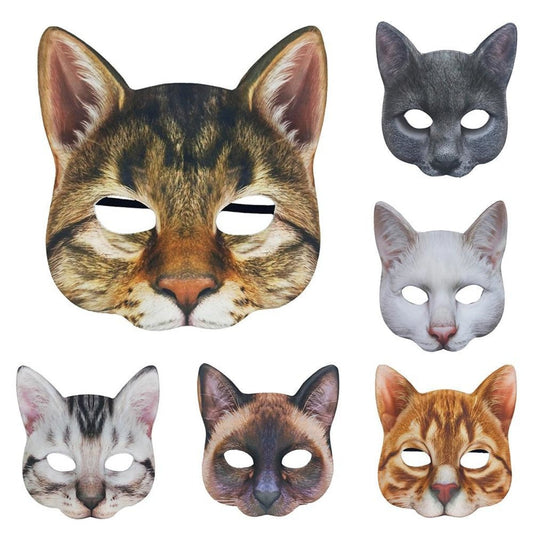 1pcs Cat Mask Halloween Children Half Face Party Props Animal Costume Party Animal Masks - A - - Asia Sell