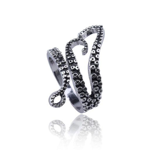 1pcs Octopus Arms and Tentacles Ring Alloy Adjustable Size Black Silver Colour Jewellery - Asia Sell