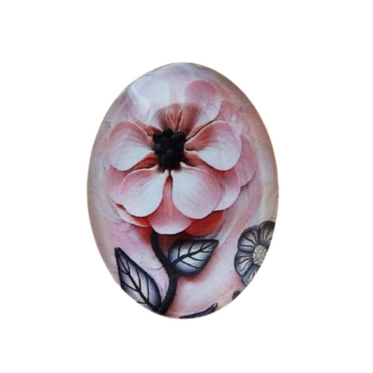 1pcs Oval Cabochon 30x40mm Flower Glass for Bracelet Necklace Brooch DIY Jewellery - Pattern 2 - 18x25mm - - Asia Sell