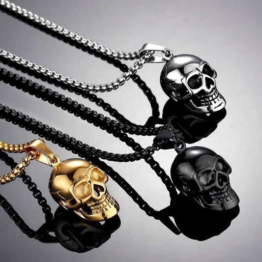 1pcs Skull Pendant Necklace Mens Womens Punk Party Jewellery Zinc Alloy - Black - - Asia Sell