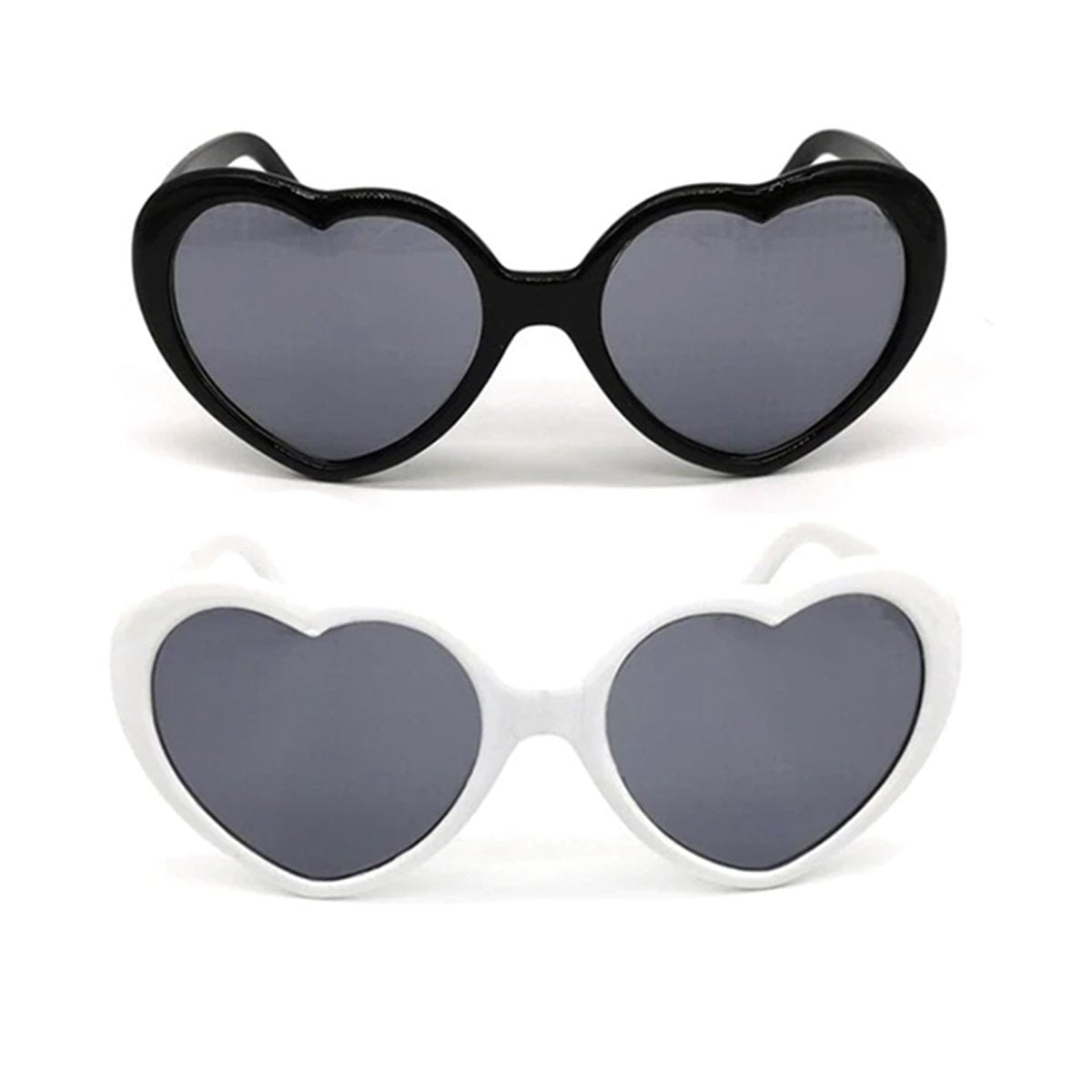 Pairs Quality Diffraction Glasses Love Heart Shape Hovering Effect Women's Black and White