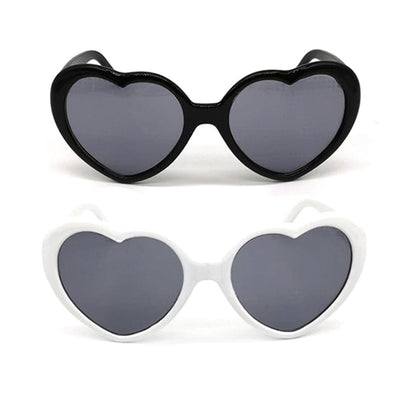 2 Pairs Quality Diffraction Glasses Love Heart Shape Hovering Effect Women's Sunglasses. - Black and White - - Asia Sell