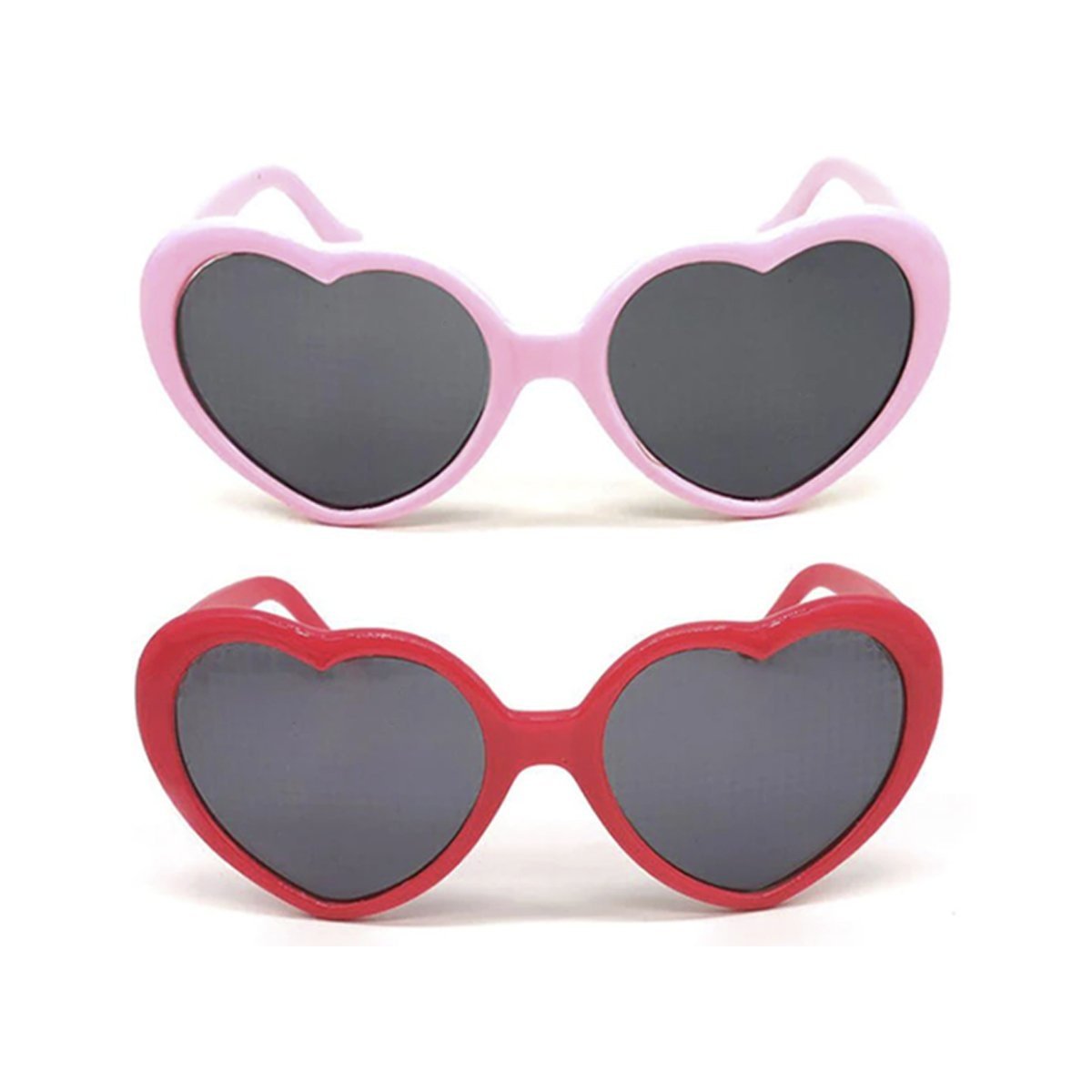2 Pairs Quality Diffraction Glasses Love Heart Shape Hovering Effect Women's Sunglasses. - Pink and Red - - Asia Sell