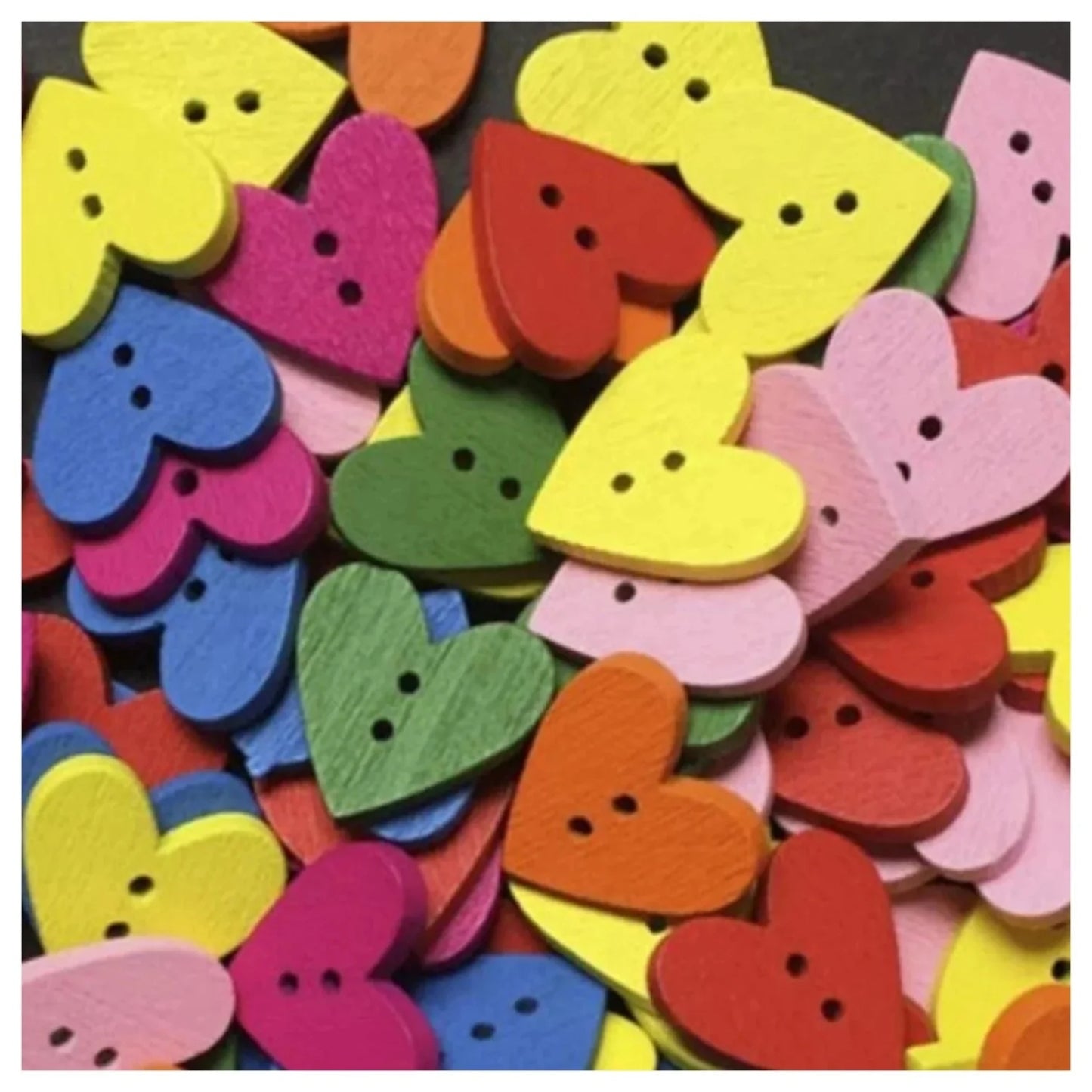 20-1000pcs 18mm Mixed Multicoloured Wooden Heart Buttons Wood Sewing Buttons For Kids Clothes Scrapbooking DIY - 100pcs - Asia Sell