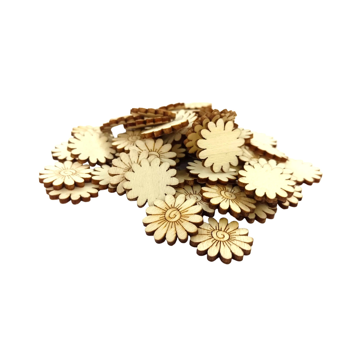 20-100pcs 20mm Wood Sunflowers Embellishments Confetti Crafts Chips Natural Wedding Decorations Scrapbooking Cardmaking Diy Crafts