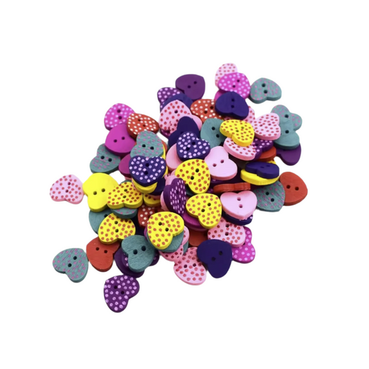 20-100pcs Wooden Heart Shape Dot Buttons Colourful Painted for Handmade Girls Clothing Dotted DIY Decor Scrapbooking Needlework Craft Sewing Wood Button Accessories | Asia Sell
