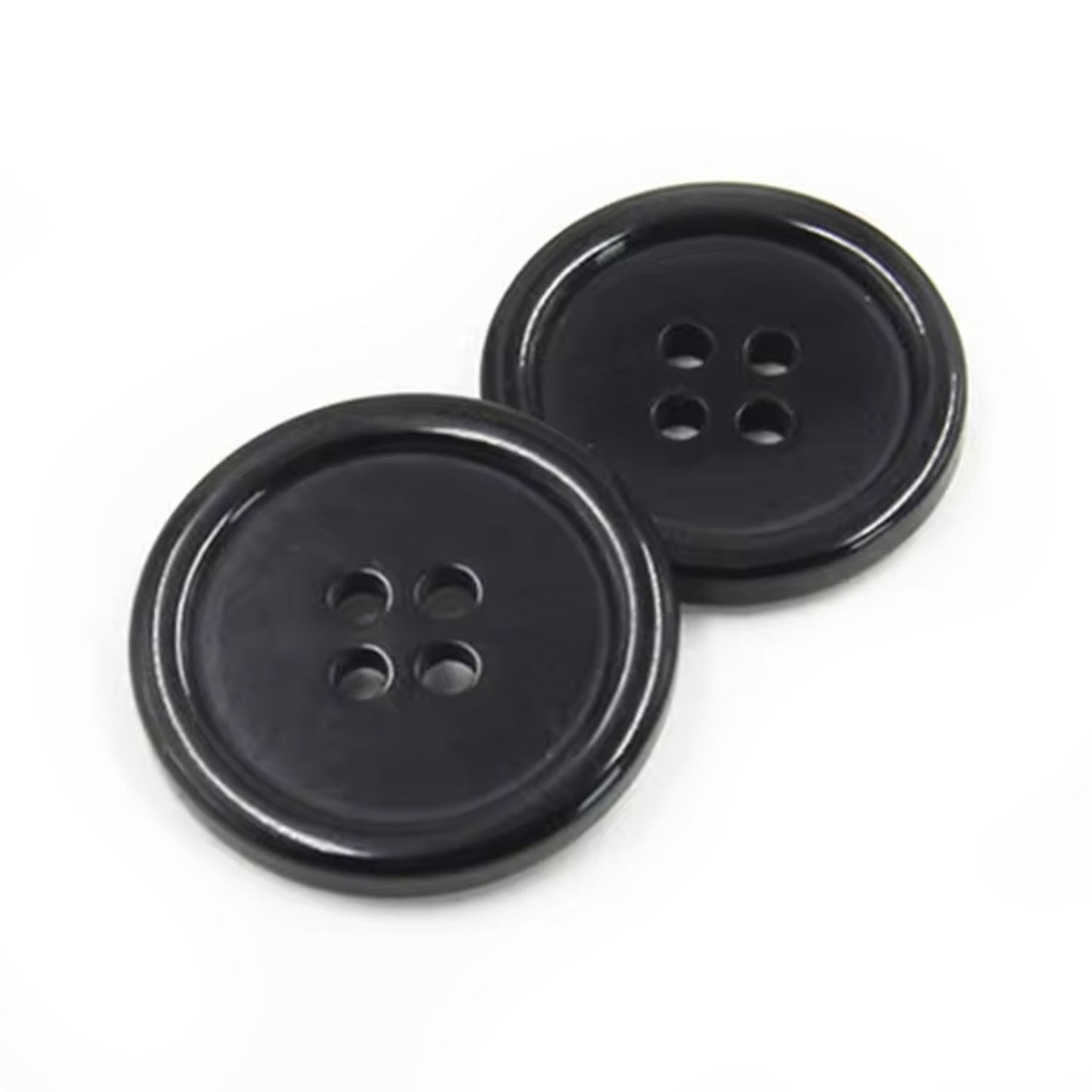 20-160pcs Buttons 25mm 4-Hole Round Shape Plastic Resin Holes Sewing DIY - Black | Asia Sell