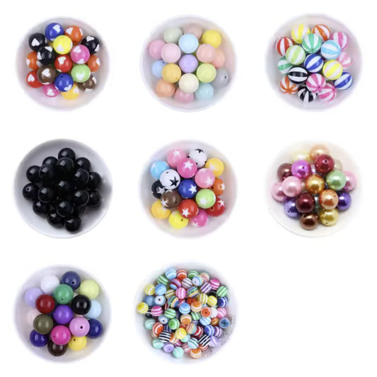 20-200pcs Fashion Jewellery 6mm 10mm 16mm Round Resin Printed Beads Balls Striped Candy Glossy | Main Image | Asia Sell