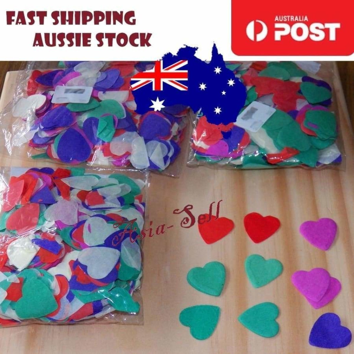 2000pcs Confetti Hearts Paper Wedding Valentines 25mm Blue Red White Green Pink - - Asia Sell