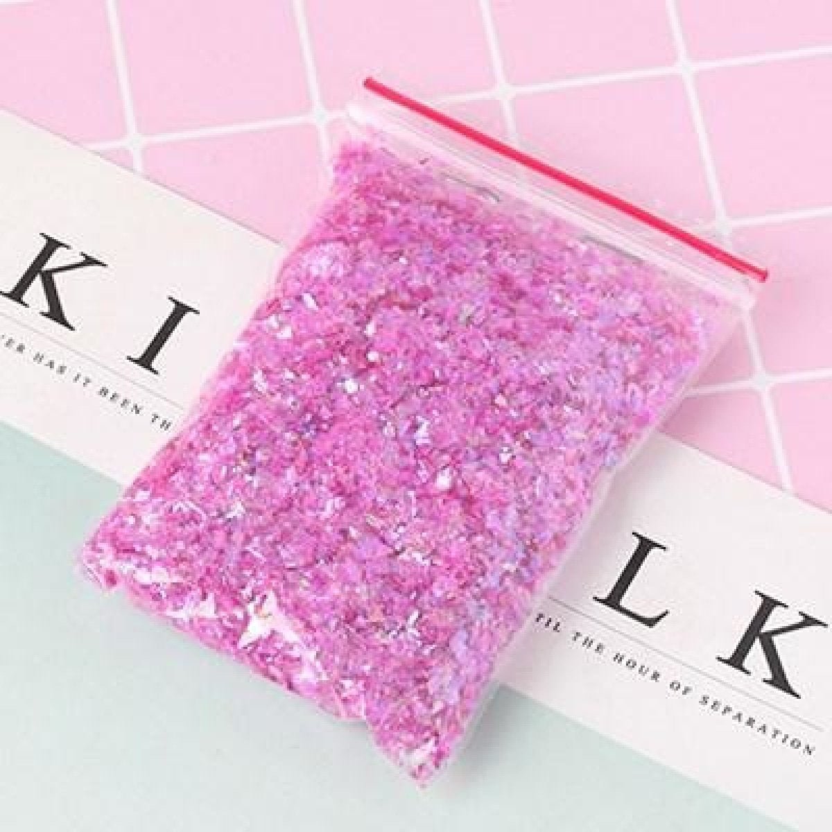 200g Holographic Nail Decoration Flakes Glitter DIY Nail Art 3D Sequin - Dark Pink - - Asia Sell