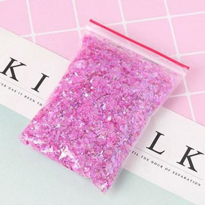 200g Holographic Nail Decoration Flakes Glitter DIY Nail Art 3D Sequin - Dark Pink - - Asia Sell