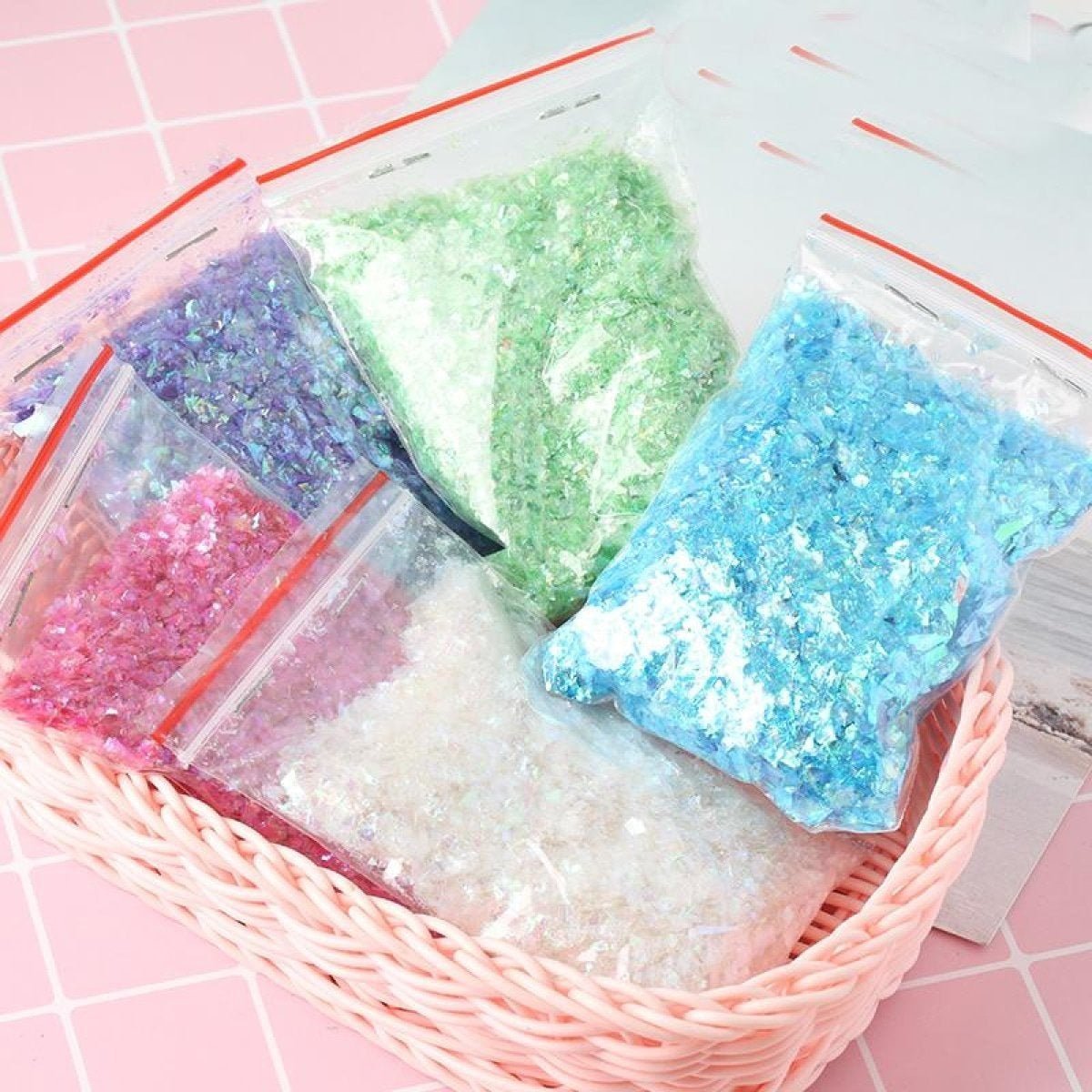 200g Holographic Nail Decoration Flakes Glitter DIY Nail Art 3D Sequin - Green - - Asia Sell
