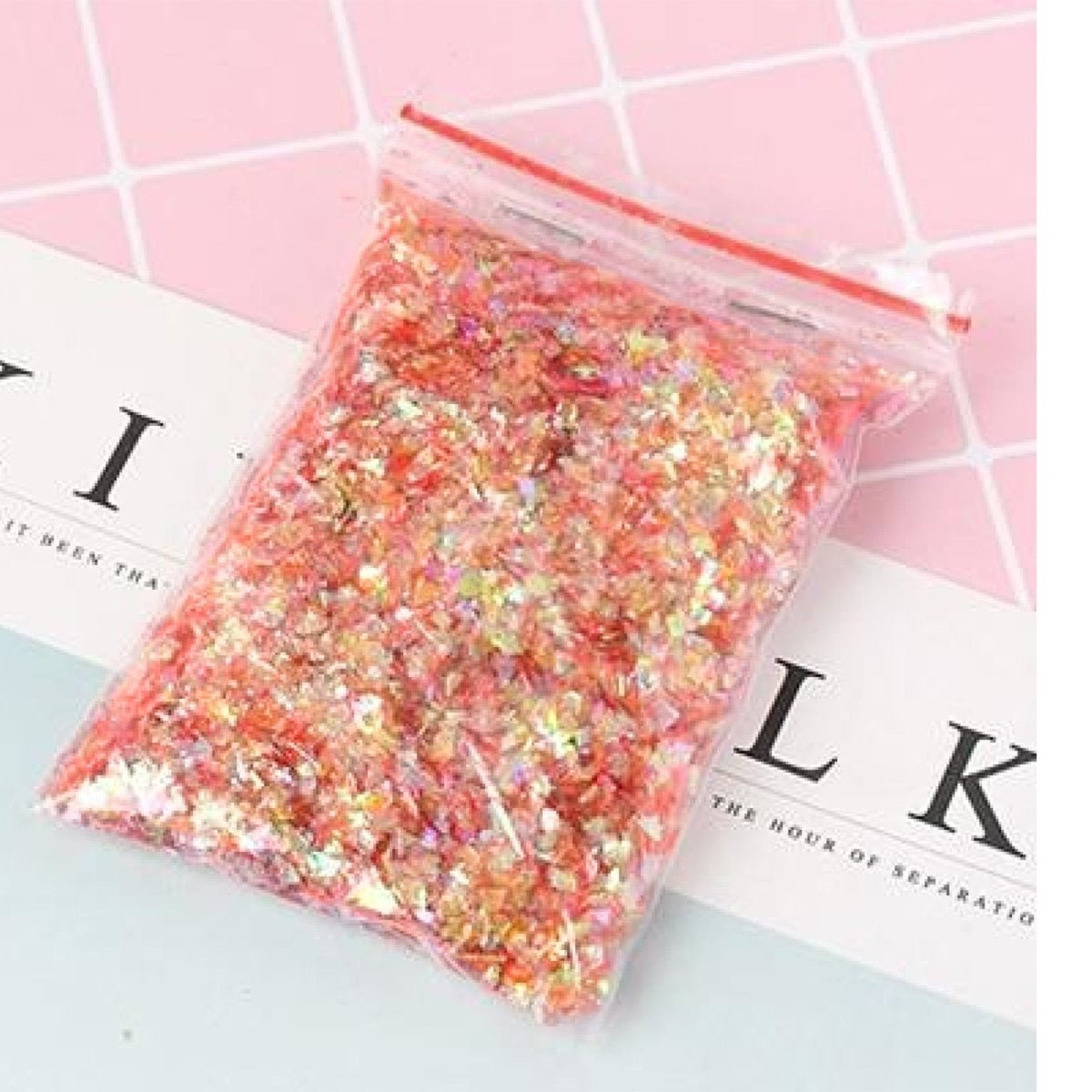 200g Holographic Nail Decoration Flakes Glitter DIY Nail Art 3D Sequin - Green (w/ touch of yellow) - - Asia Sell