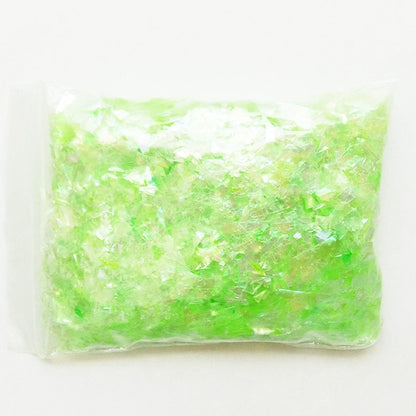 200g Holographic Nail Decoration Flakes Glitter DIY Nail Art 3D Sequin - Green (w/ touch of yellow) - - Asia Sell