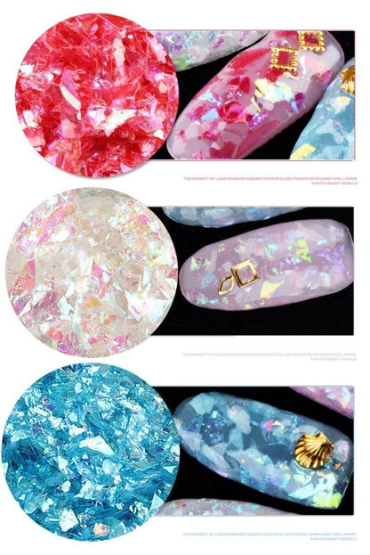 200g Holographic Nail Decoration Flakes Glitter DIY Nail Art 3D Sequin - Light Green - - Asia Sell