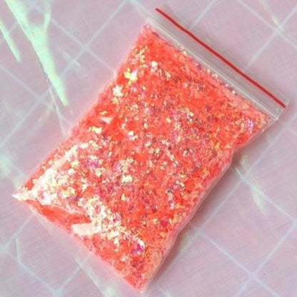 200g Holographic Nail Decoration Flakes Glitter DIY Nail Art 3D Sequin - Orange/Pink - - Asia Sell