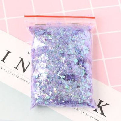 200g Holographic Nail Decoration Flakes Glitter DIY Nail Art 3D Sequin - Purple - - Asia Sell