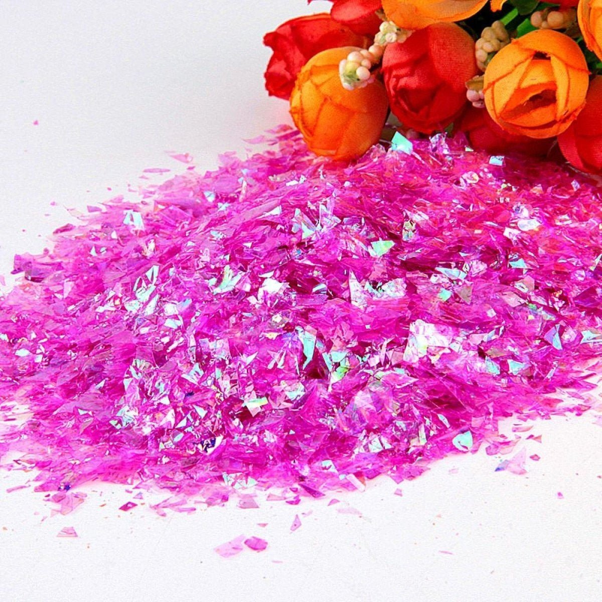 200g Holographic Nail Decoration Flakes Glitter DIY Nail Art 3D Sequin - White - - Asia Sell