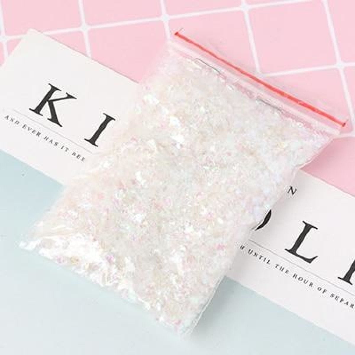 200g Holographic Nail Decoration Flakes Glitter DIY Nail Art 3D Sequin - White - - Asia Sell