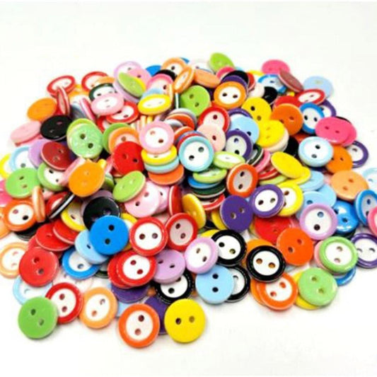 200pcs 11mm Round 2 Hole Resin Buttons Flatback Children's Clothing Sewing - Main Image - Asia Sell