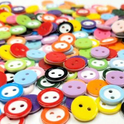 200pcs 11mm Round 2 Hole Resin Buttons Flatback Children's Clothing Sewing - Asia Sell