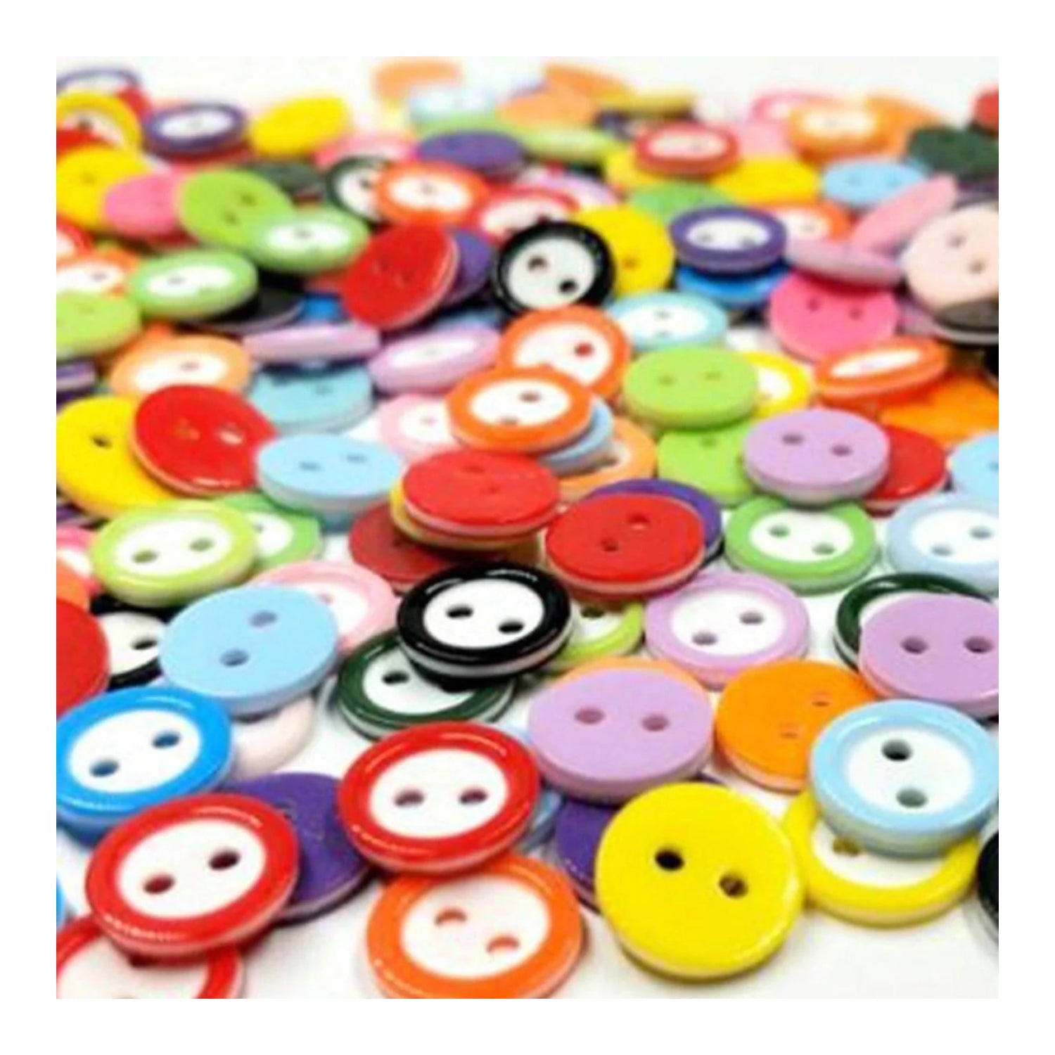 200pcs 11mm Round 2 Hole Resin Buttons Flatback Children's Clothing Sewing - Closeup - Asia Sell