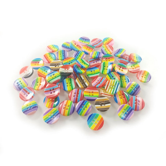 200pcs 12.5mm Mixed Resin Round Stripe Sewing Buttons For Cloth Needlework Flatback Scrapbooking Crafts - - Asia Sell