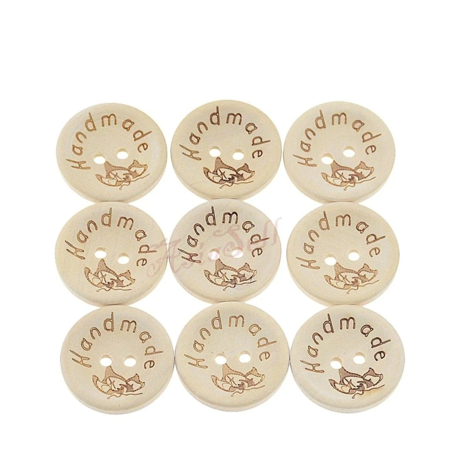200pcs 2-Holes Handmade with Love Round Wooden Buttons Button Handmade Clothes - 15mm Butterfly Design - Asia Sell