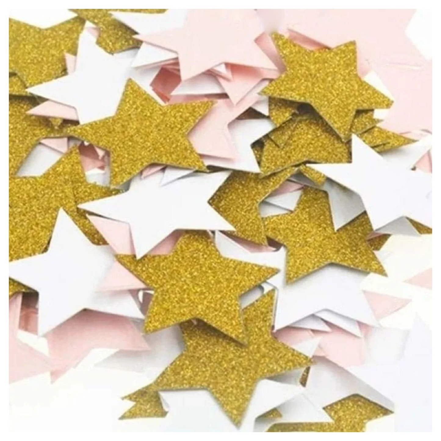 200pcs 3cm Stars WHITE PINK GLITTER GOLD Birthday Wedding Party Decorations Confetti