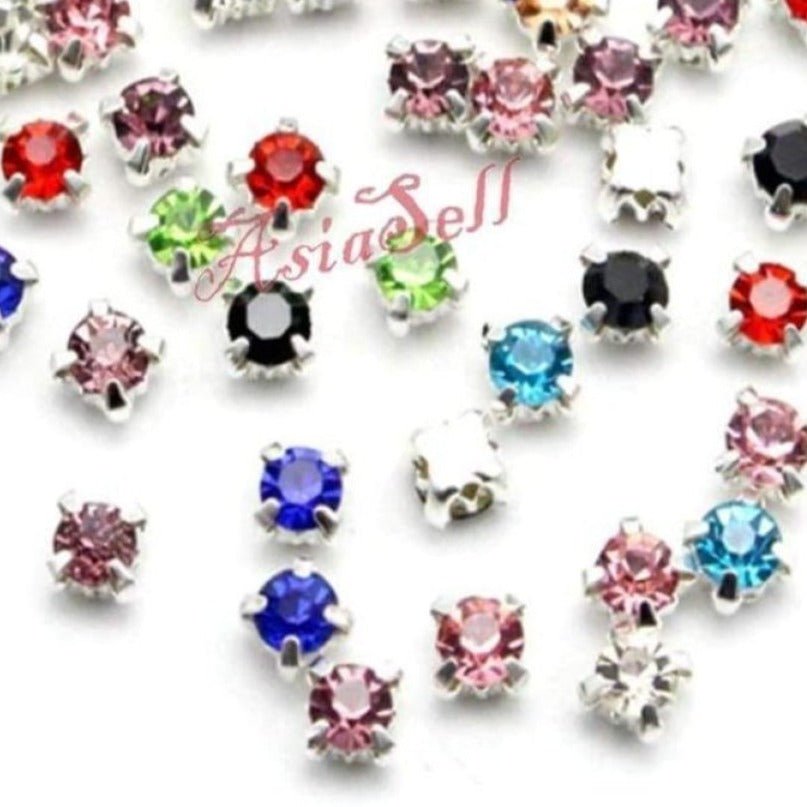 200pcs 4mm ss16 Glass Silver Rhinestones Crystals Clothing Sewing Accessories - - Asia Sell