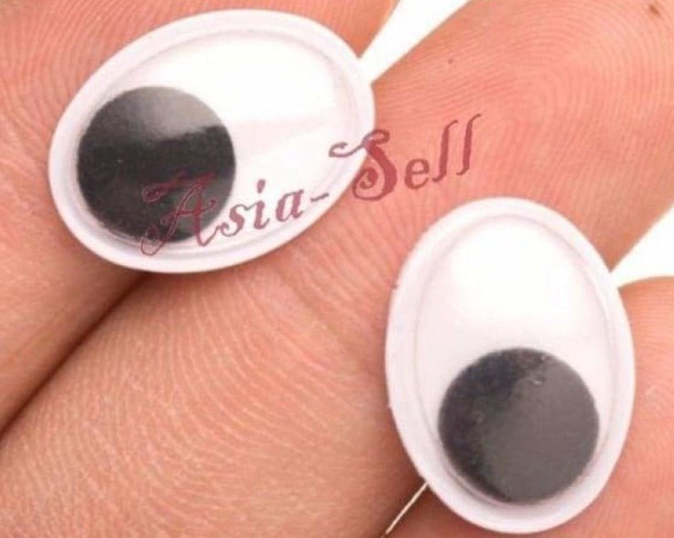 200pcs Dolls Joggle Eyes 10mmx8mm Oval Adhesive Backing Doll Teddy Googly Boggle Plastic - Asia Sell