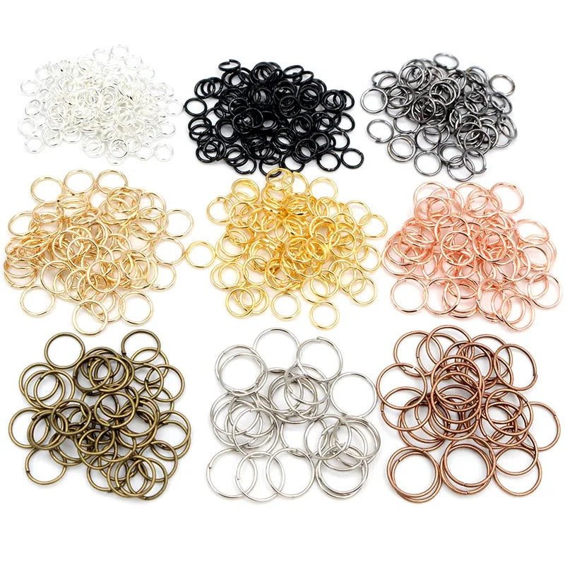 200pcs Open Jump Rings 8mm 10mm 12mm Single Loop Rhodium Light Silver Gold KC Gold Keyrings Small - 8mm Light Silver - Asia Sell