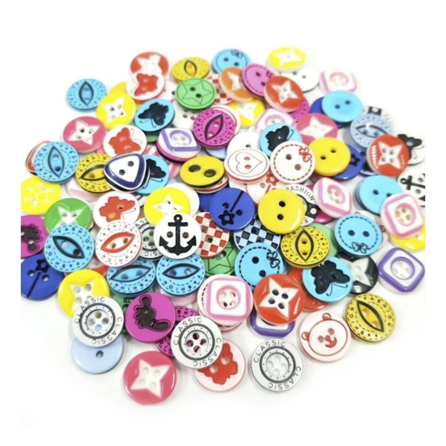 20/100/200pcs 12mm Mixed Colourful Cartoon Resin Buttons DIY Scrapbooking Accessories Sewing - 20pcs - Asia Sell