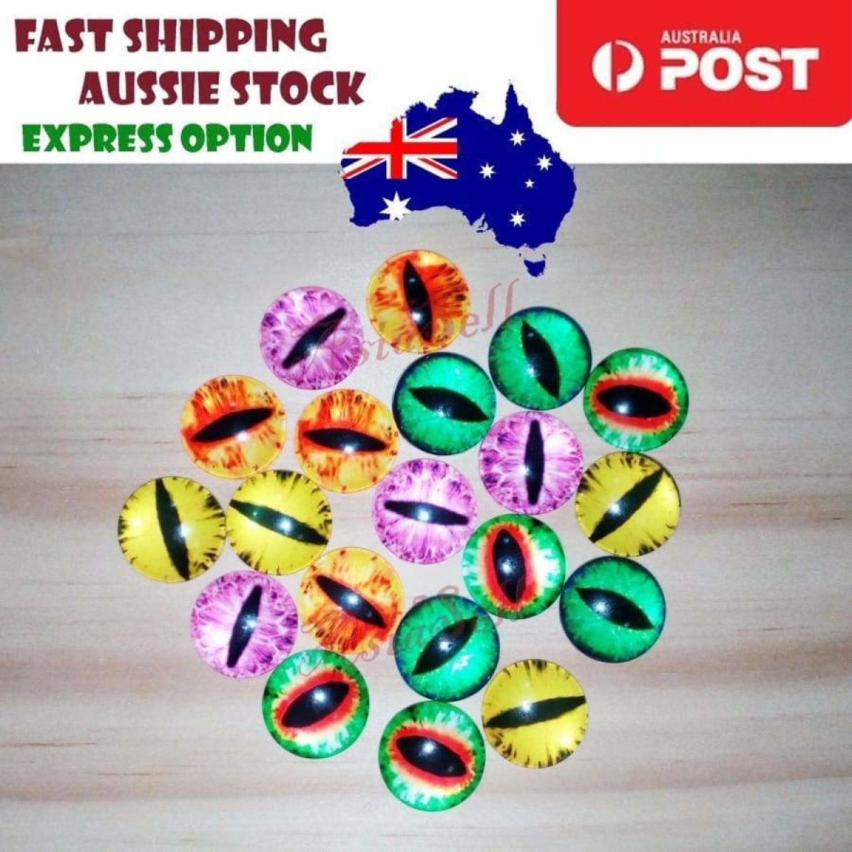 20pcs 10/15/20mm Cat Eye Eyeballs Glass Dolls Eyes Cabochon - 10mm - Asia Sell