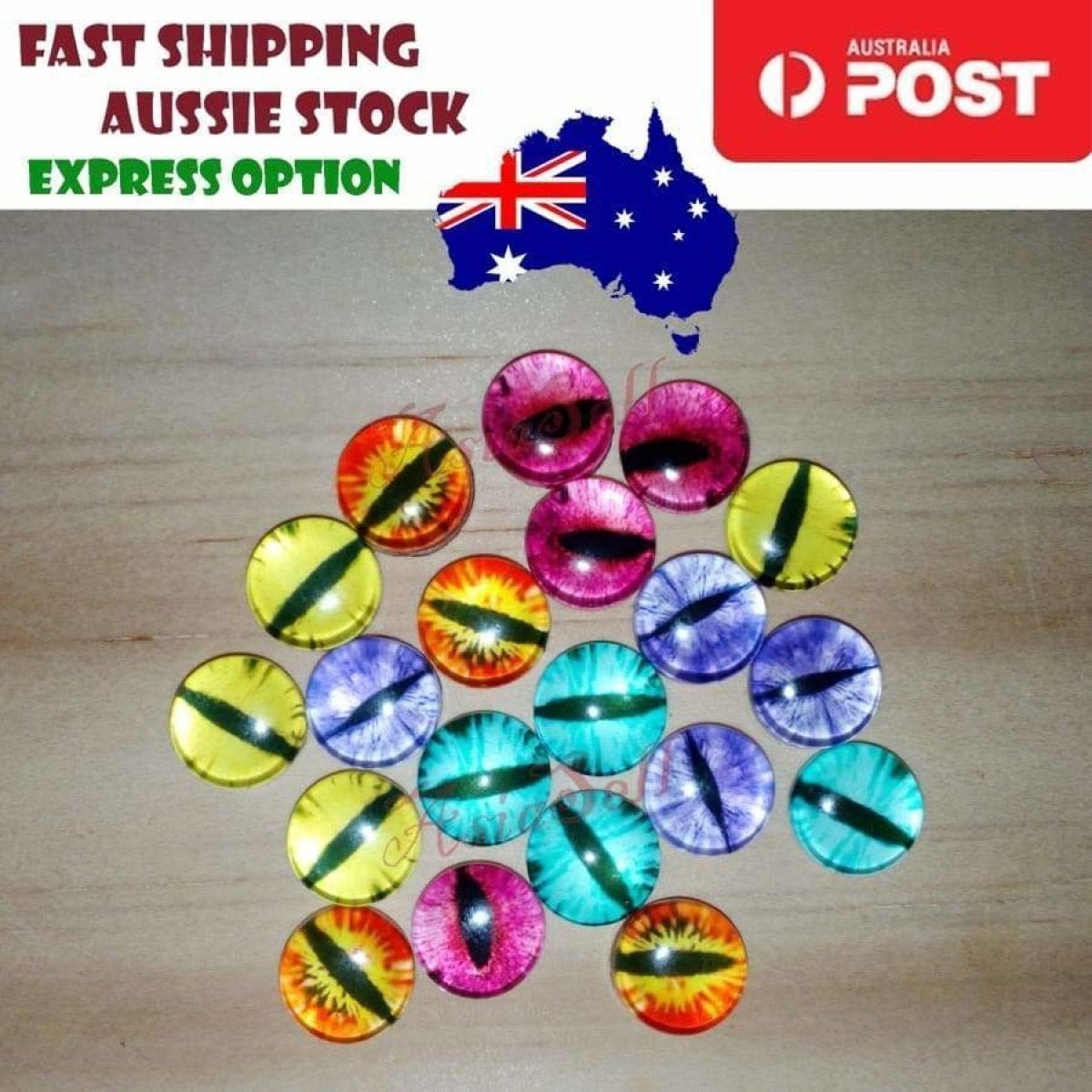 20pcs 10/15/20mm Cat Eye Eyeballs Glass Dolls Eyes Cabochon - 15mm - Asia Sell