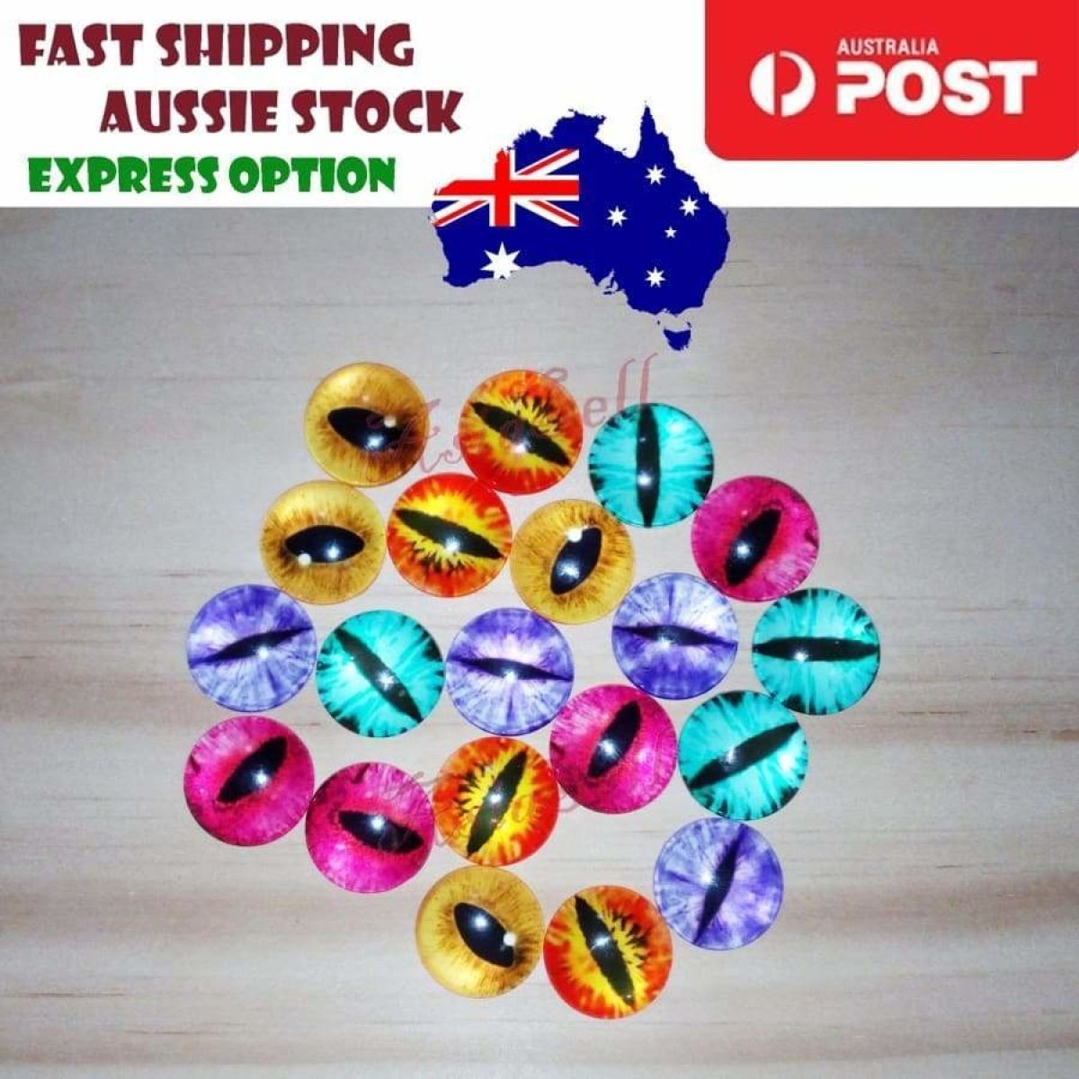 20pcs 10/15/20mm Cat Eye Eyeballs Glass Dolls Eyes Cabochon - 20mm - Asia Sell