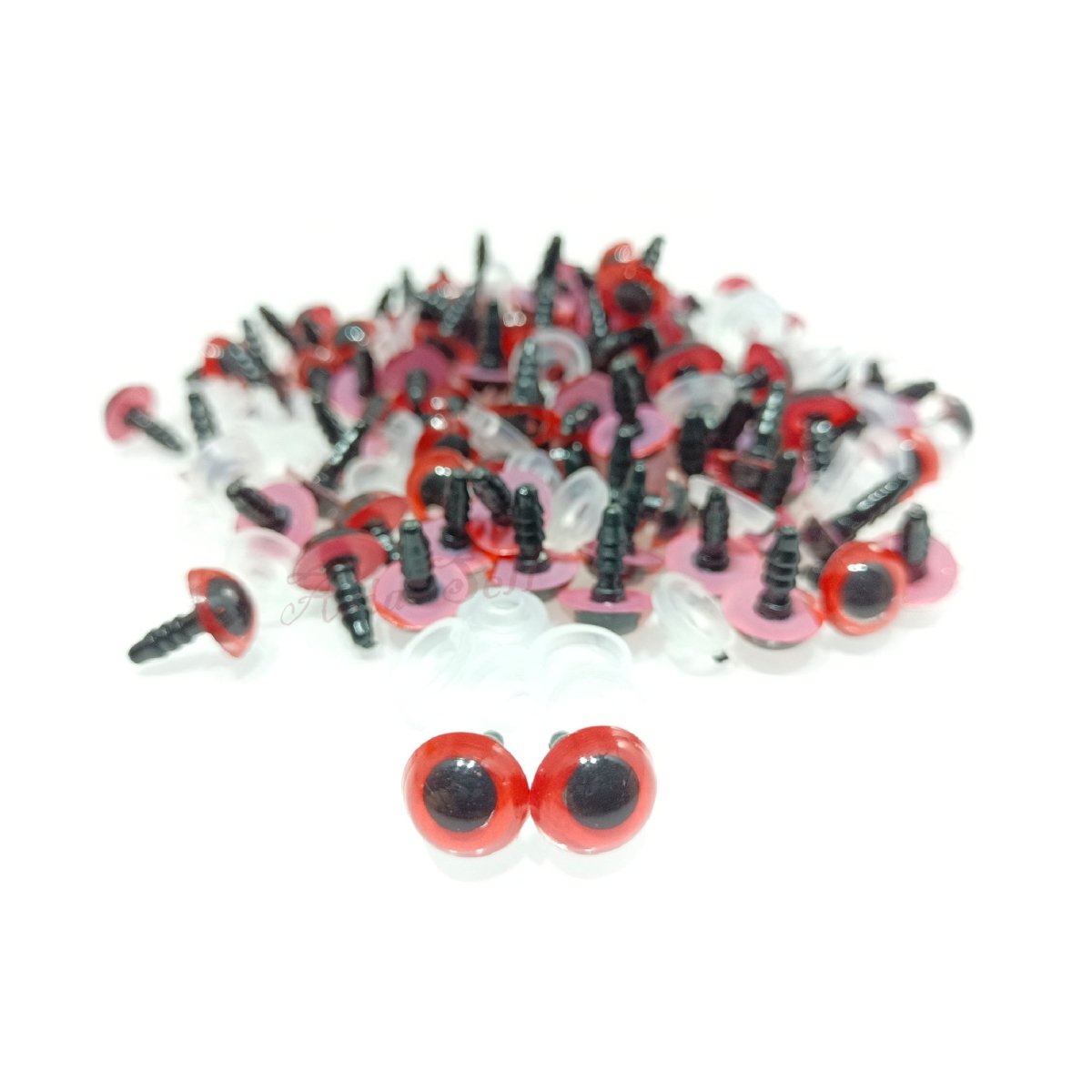 20pcs 10mm Colour Safety Eyes For Teddy Bear Doll Animal Puppet Crafts Plastic Eyes - Red - Asia Sell