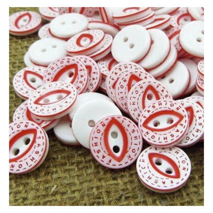 20pcs 12.5mm 2/4 Hole Buttons Mixed Colour Children's Clothing Sewing - Red & White - Asia Sell