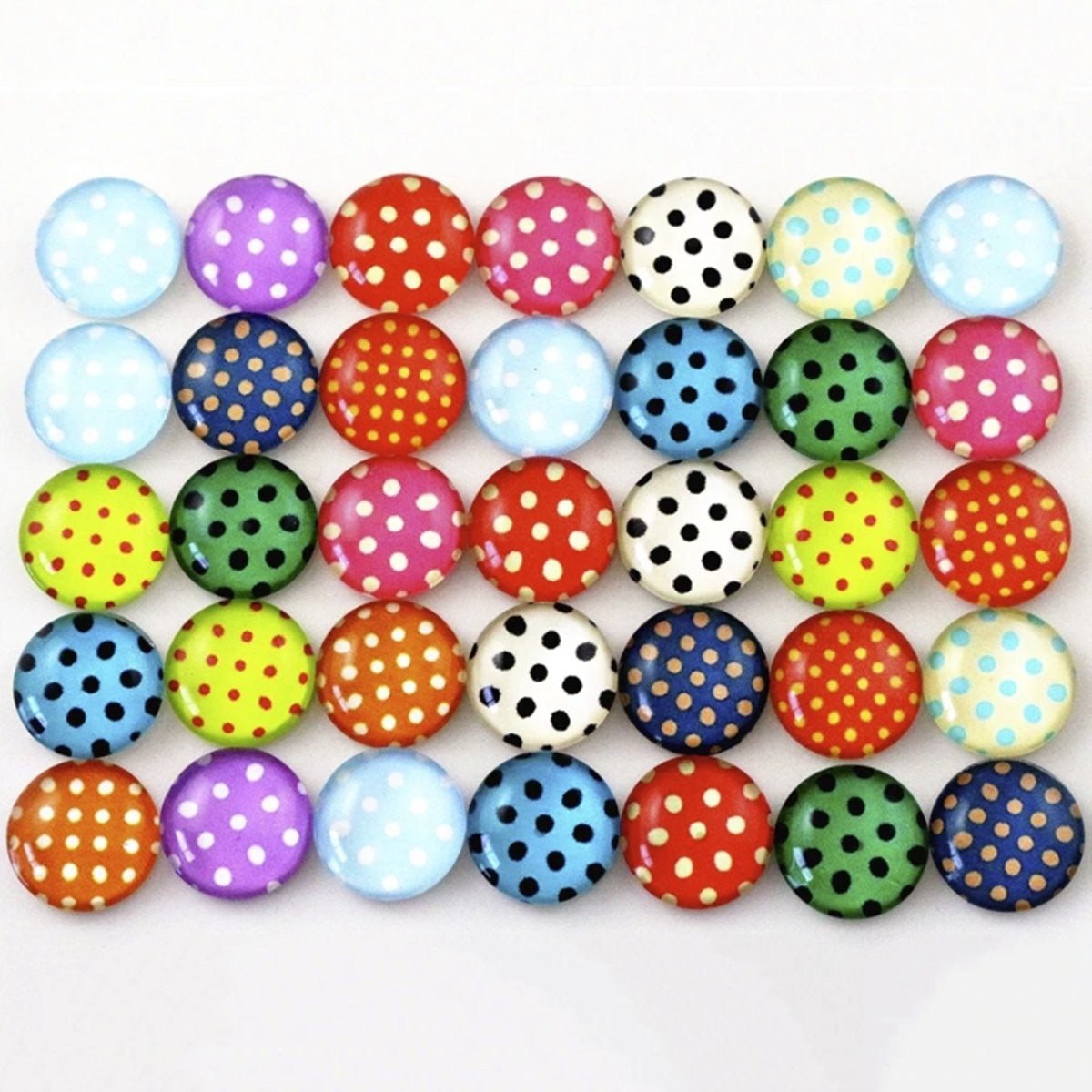 20pcs 12mm Round Glass Cabochons Mixed Photographic Backing Flat Back - - Asia Sell