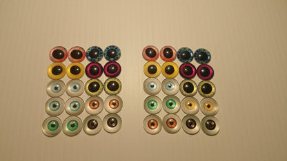 20pcs 15mm Doll Glass Eyes Large Pupils Flat Base Example Sets Shown - - Asia Sell