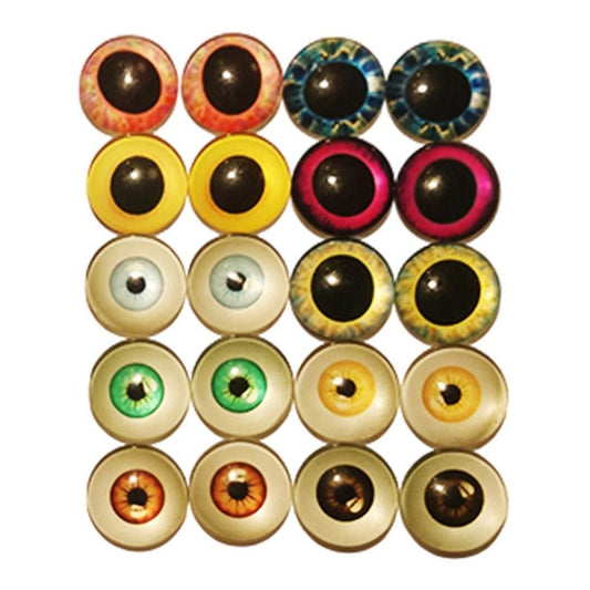 20pcs 15mm Doll Glass Eyes Large Pupils Flat Base Example Sets Shown - - Asia Sell