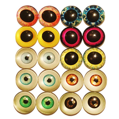 20pcs 15mm Doll Glass Eyes Large Pupils Flat Base Example Sets Shown - - Asia Sell