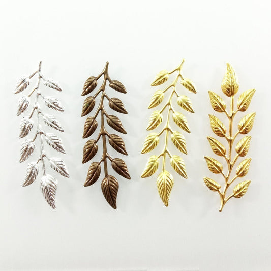 20pcs 19x64mm Gold Bronze Brass Silver Colour Leaf Leaves Charm Pendant Jewellery Making Craft DIY - Gold - - Asia Sell