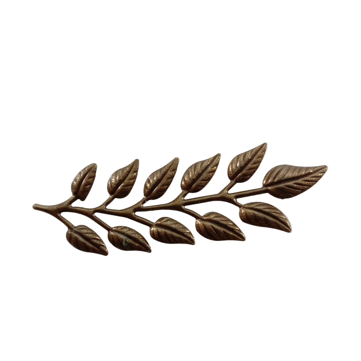 Bronze leaf branch decorative item on a white background