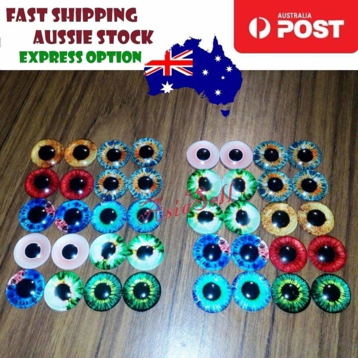 20pcs 20mm Glass Cabochon Eyeballs Eye Balls Glass Dolls Eyes Craft DIY - - Asia Sell