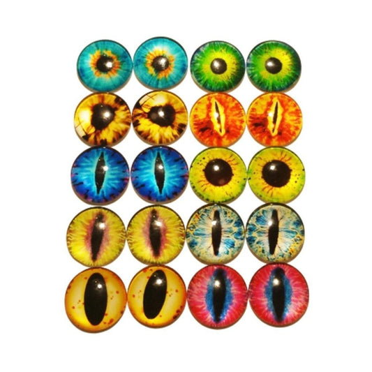 20pcs 20mm Glass Doll Cabochon Eyes Flat Bottom Curved Top Photographic Backing - Asia Sell