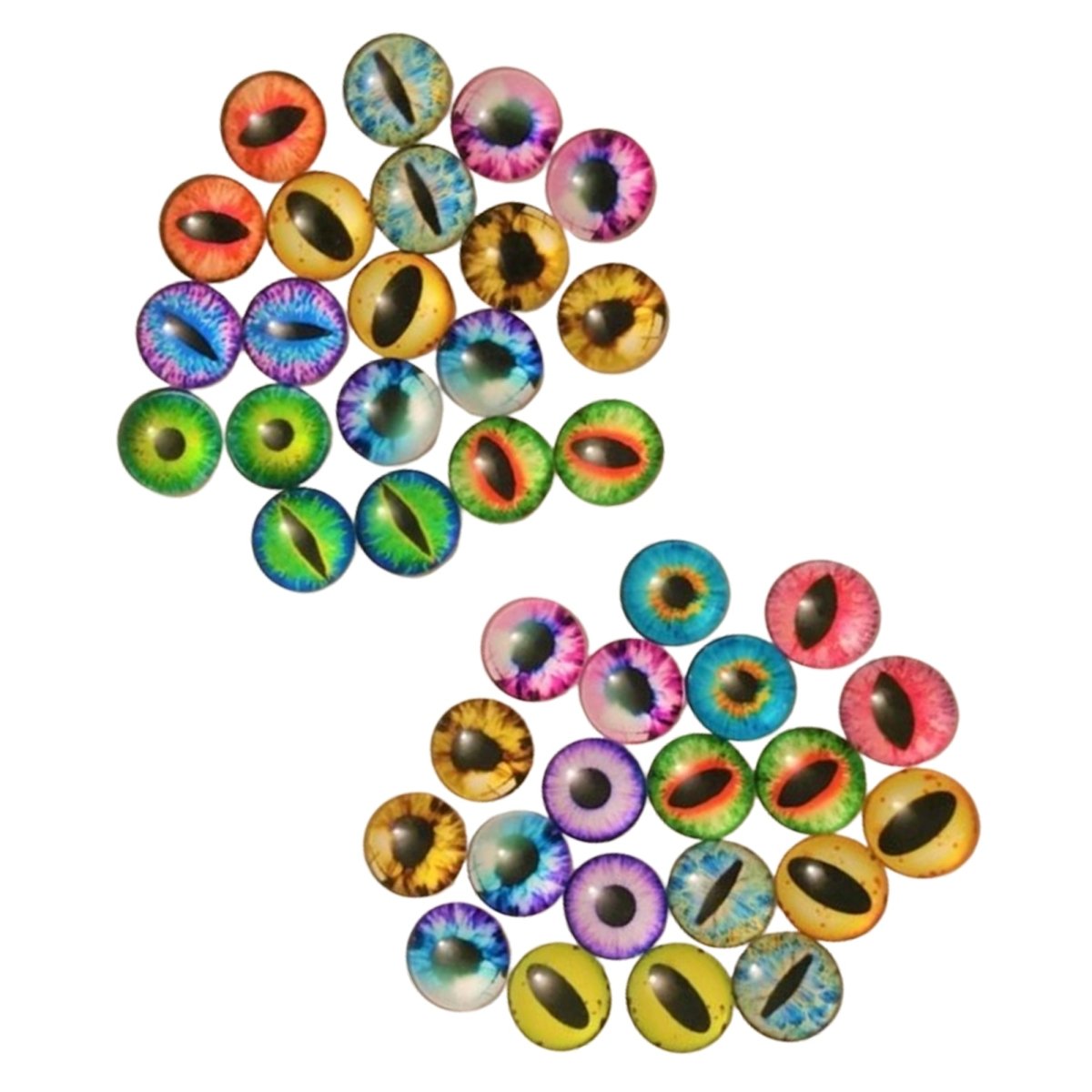 20pcs 20mm Glass Doll Eyes Flat Bottom Curved Top Cabochon Example Sets Shown - - Asia Sell