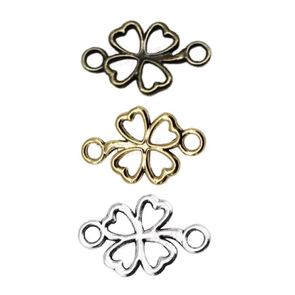 20pcs 20x12mm 4 Leaf Clover Charm Connector Bronze Silver Gold Lucky Charms - Gold - - Asia Sell