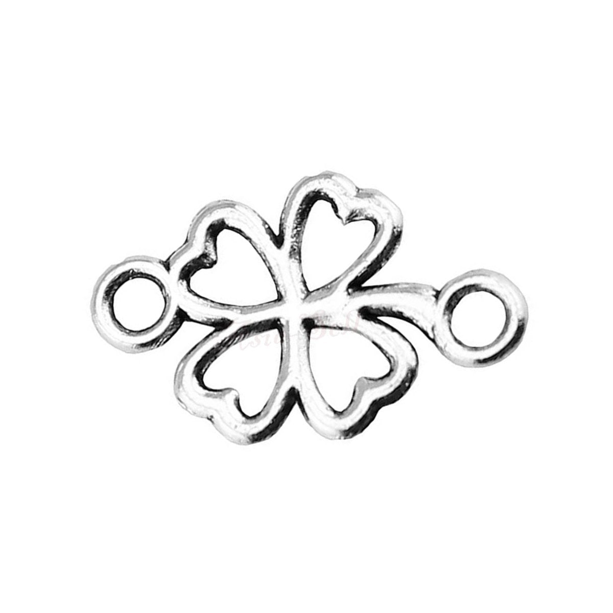 20pcs 20x12mm 4 Leaf Clover Charm Connector Bronze Silver Gold Lucky Charms - Silver - - Asia Sell
