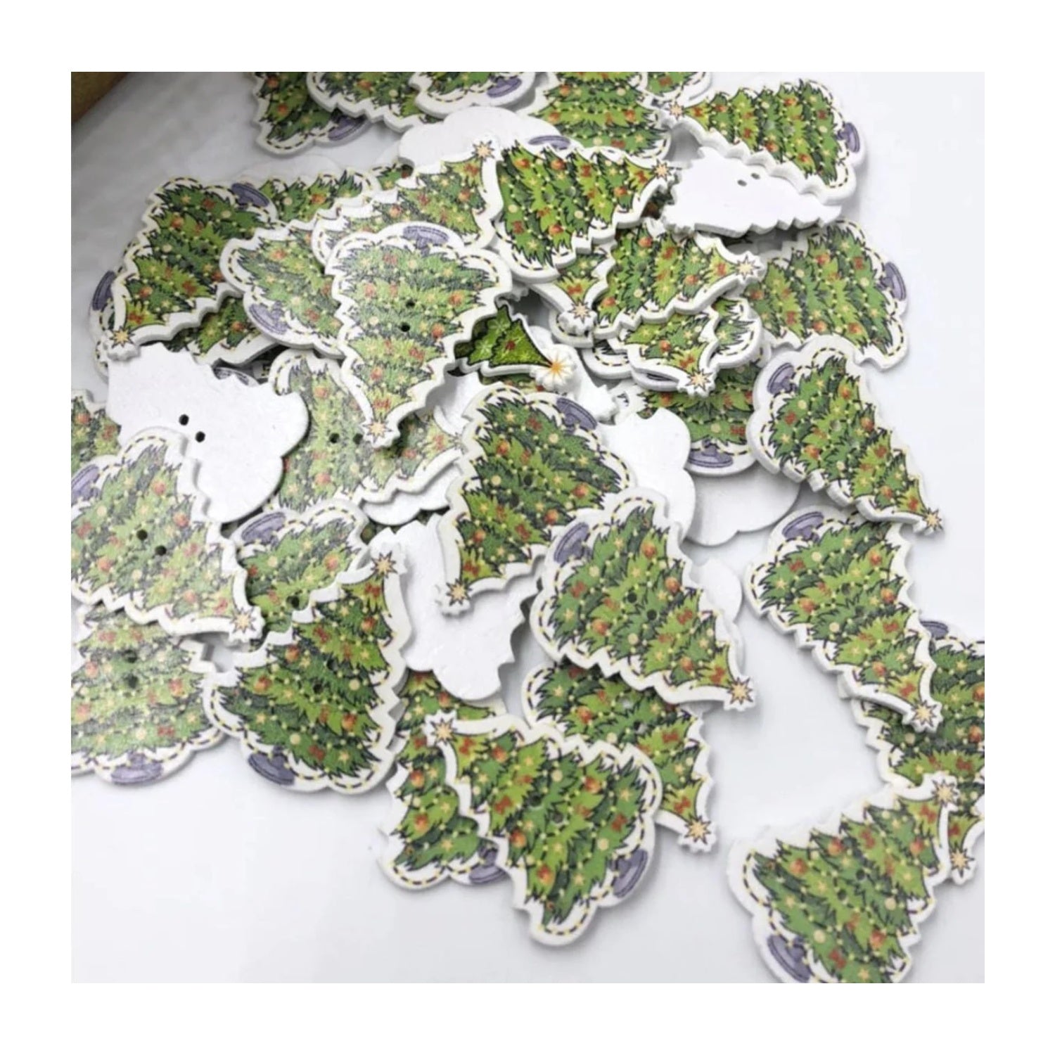 20pcs 25mm Christmas Tree Wooden Buttons DIY Scrapbooking Accessories Sewing - - Asia Sell